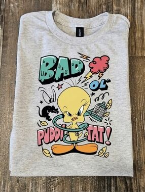 Tweety Shirt Short Sleeve Tshirt Cute Bad Ol Puddy Tat
